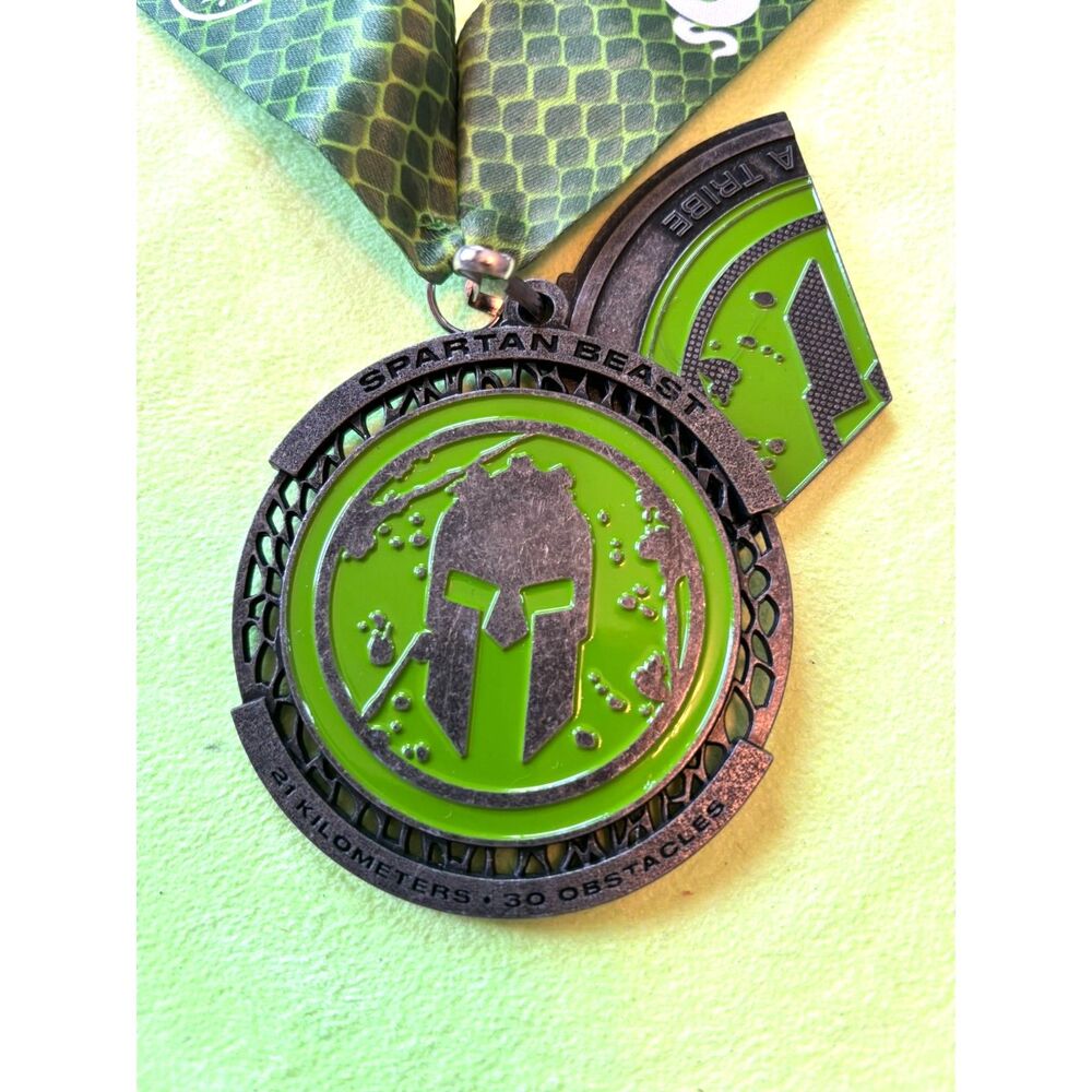 2024 Spartan Beast Finisher Medal w/ Delta Wedge & Original Ribbon 21K